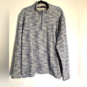 JOHNNSTON&MURPHY MENS QUARTER-ZIP BULE/GRAY REVERSIBLE SPACE-DYED SIZE XL